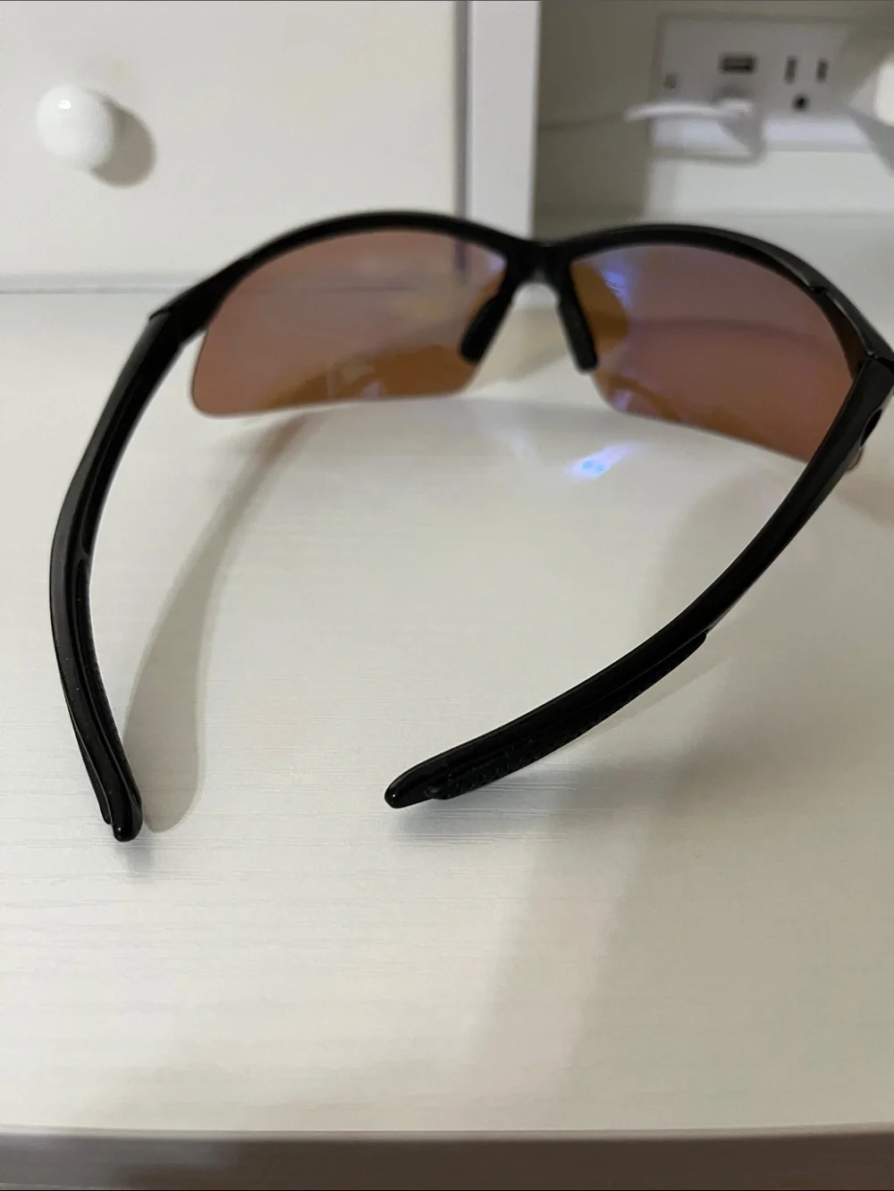 Men's Sport Wrap Sunglasses - Black Frame with Brown Lenses